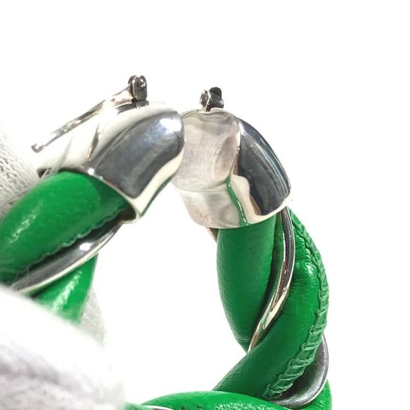BOTTEGA VENETA Parakeet Triangle Accessories Pierce Leather Green/Silver - Picture 14 of 16